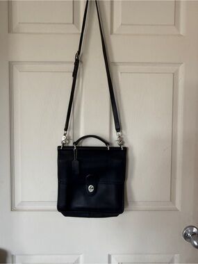 Vintage Coach Willis Bag 9927 Black Leather Made in USA Crossbody Satchel